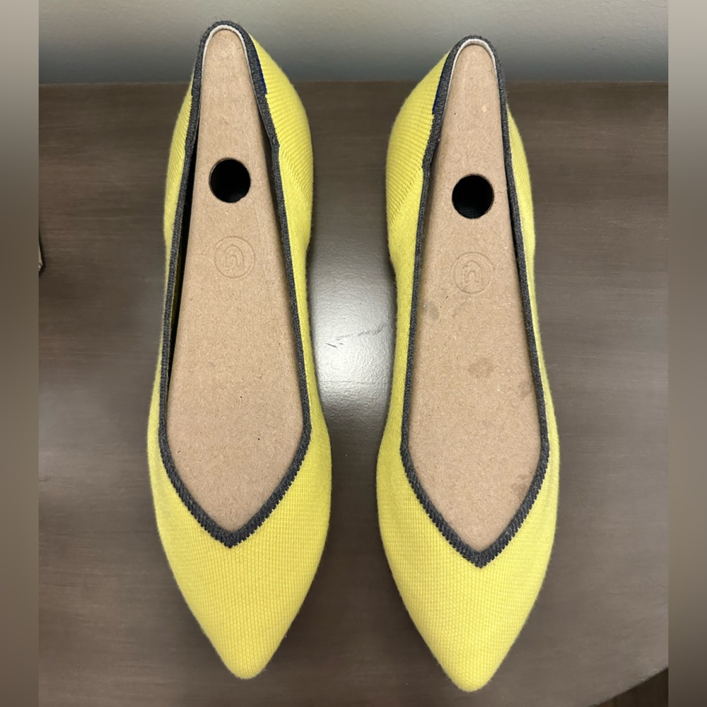 Rothy's Yellow Pointed Toe Flats with Black Trim